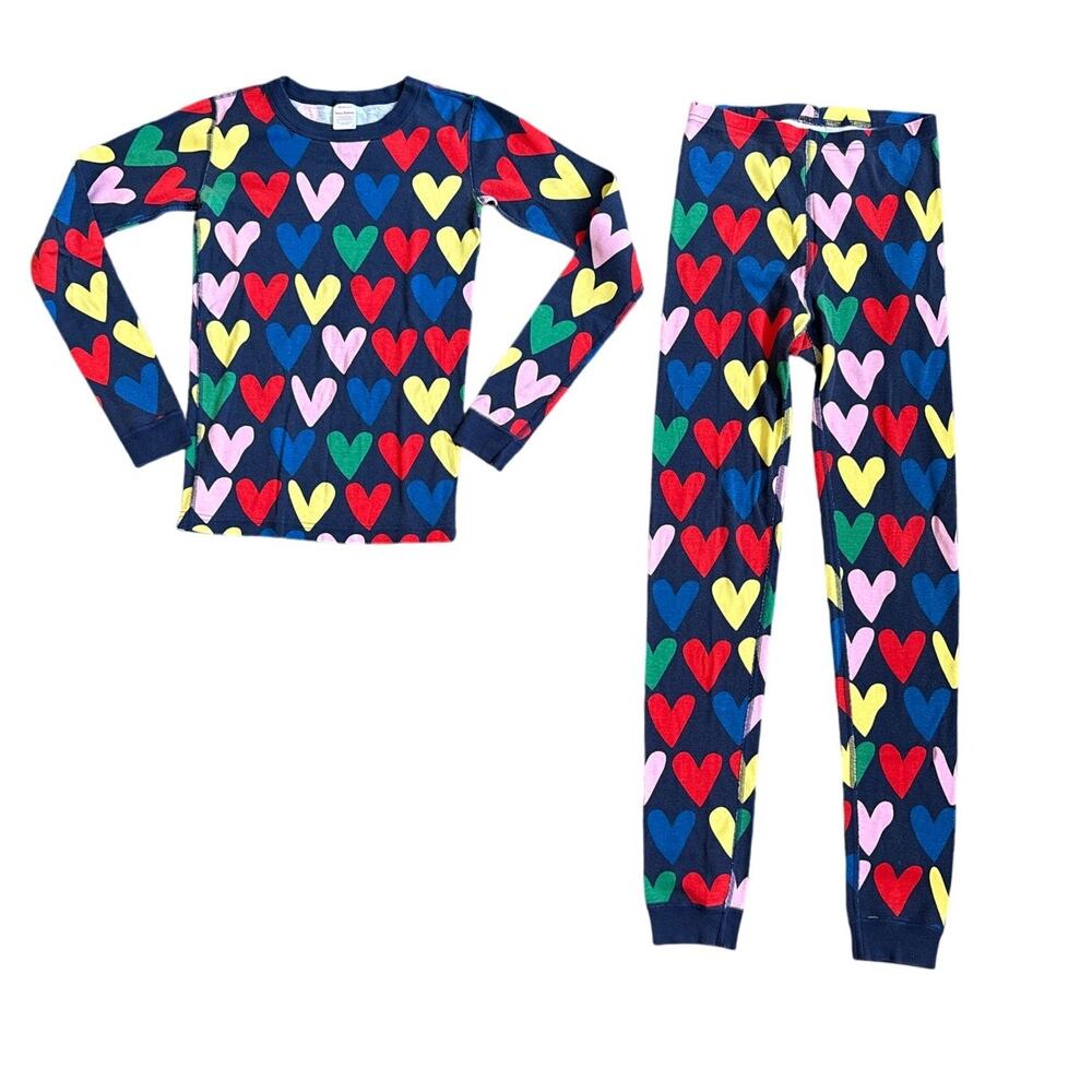Hanna Andersson Multicolor Hearts Long John Pajama Set Size 14